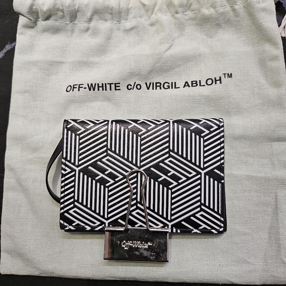 Off-Whitec/o Virgil Abloh Monogram Binder Clip Leather Wallet (RARE)